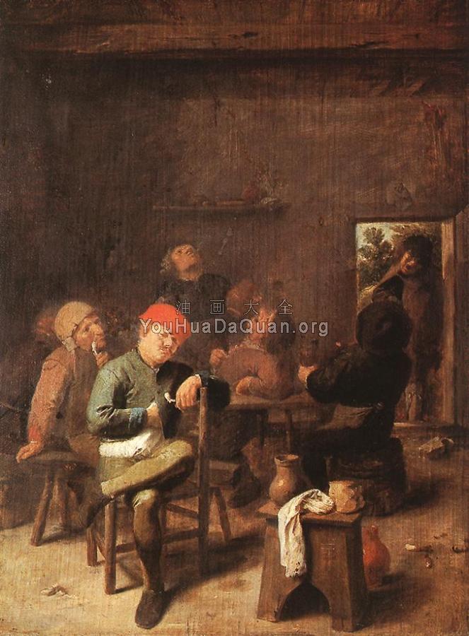Peasants Smoking And Drinking - 阿德里安·布鲁维尔